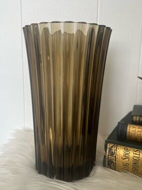 Smoky Amber Fluted Glass Vase - Home Accents